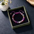 Purple Emperor Woven Bracelet | 8mm Natural Moonstone Beads, Elastic for Women
