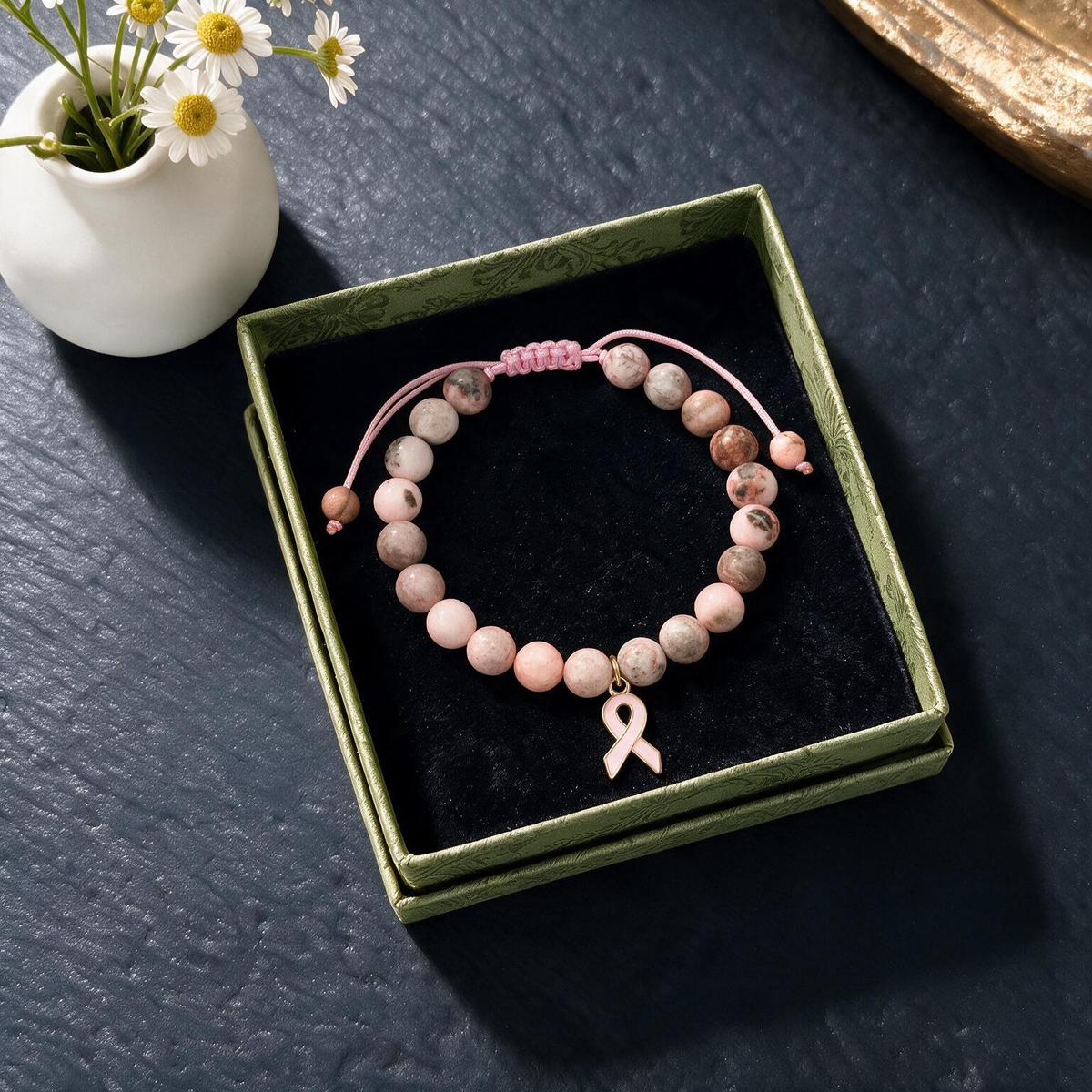 Red Crystal Bow Charm Bracelet | Quartz Thread Beaded Design for Women