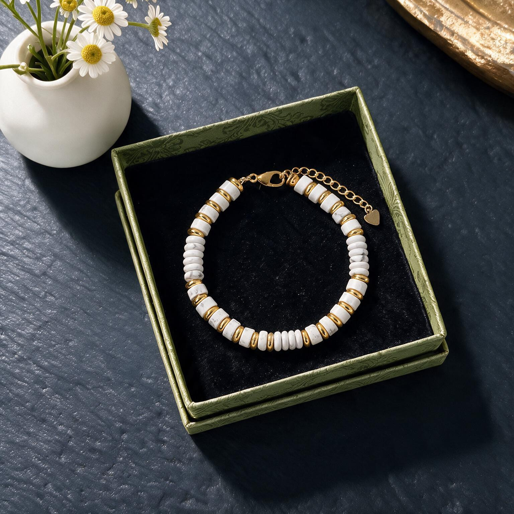 Fairy Beach Style Wheel Bead Bracelet | Adjustable Stone Bead Jewelry for Women