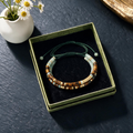 Morse Code Tiger Eye Bracelet | Yellow Flat Beads, Adjustable African Pine Necklace Set