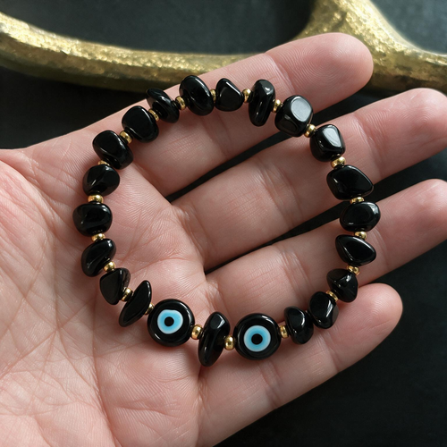 Colorful Demon's Eye Bracelet | Handmade Irregular Pebble Beads with Red String
