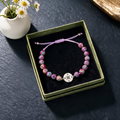 Graduation Compass Bracelet Set - Purple Emerald Beads, Perfect Gift for Classmates & Couples