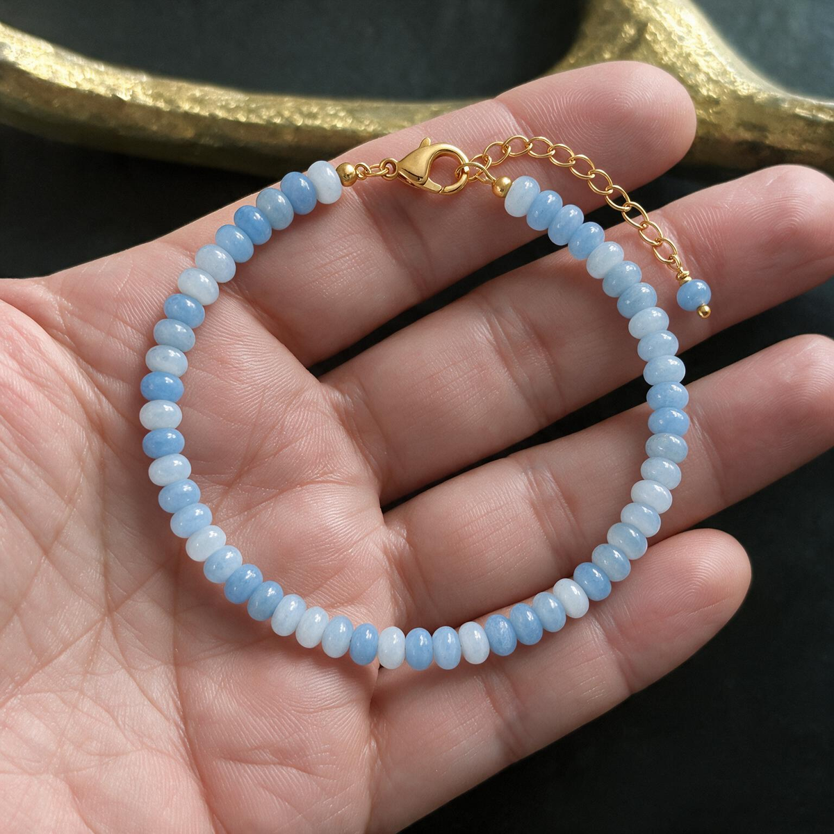 Boho Counting Bead Hand Chain | Colorful Elliptical Flat Stones, Adjustable for Women