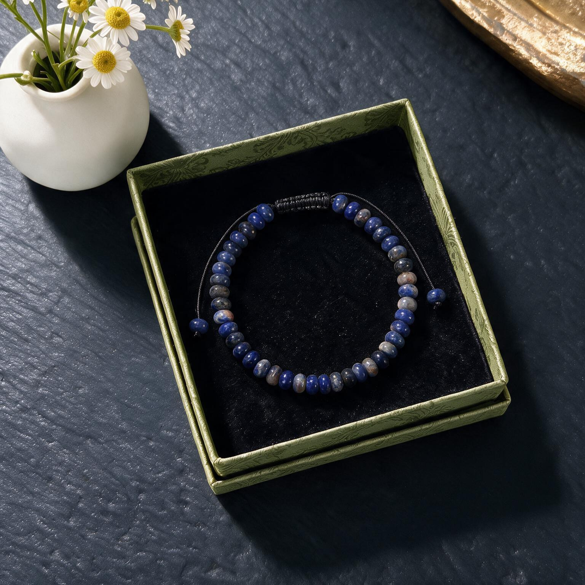 Natural Stone Abacus Bead Bracelet | Flat Bead Crystal Handchain, Adjustable String