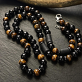 8mm Tiger Eye Volcano Stone Necklace | Friendship Birthday Gift for Men