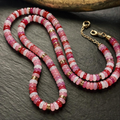Pink Beaded Necklace | Natural Stone Boho Collarbone Chain for Women