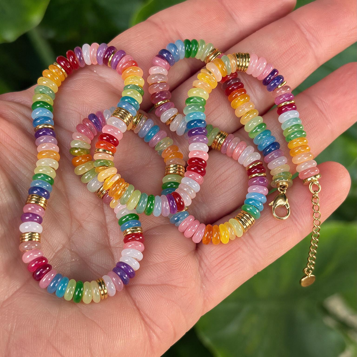 Dopamine Beaded Necklace | Natural Stone Boho Collarbone Chain for Women