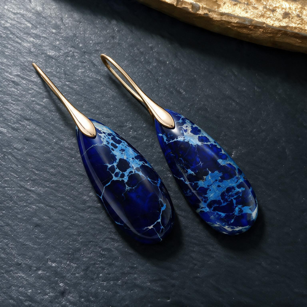 Emperor Stone Teardrop Pendant Earrings – Natural Gemstone Jewelry