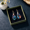 Multi-Color Emperor Stone Geometric Drop Earrings – Statement Pendant Design