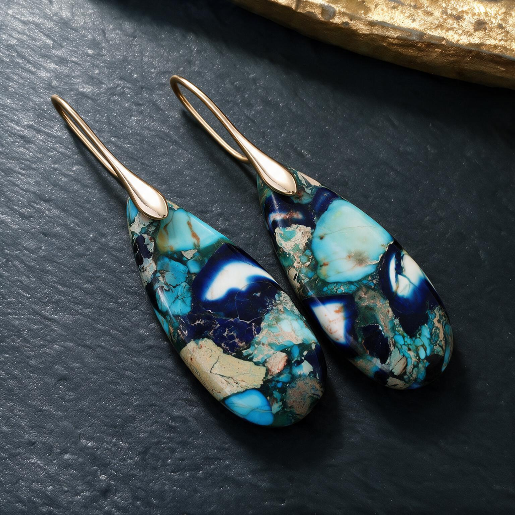 Emperor Stone Teardrop Pendant Earrings – Regal Drop Jewelry