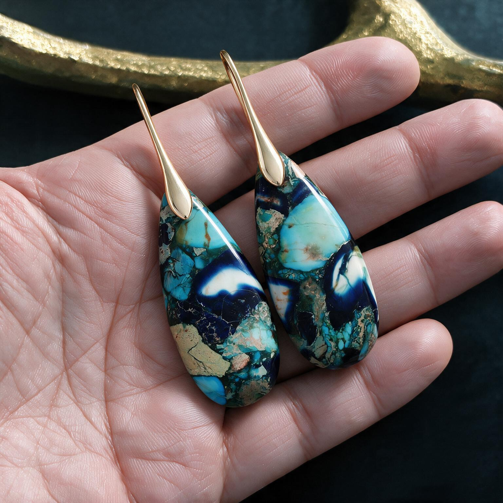 Emperor Stone Teardrop Pendant Earrings – Regal Drop Jewelry