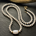 Handcrafted Abacus Bead & Pearl Choker – Light-Luxury Couple's Jewelry