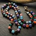 7-Color Emperor Stone Square Bead Choker – Bohemian Minimalist Stylish Necklace